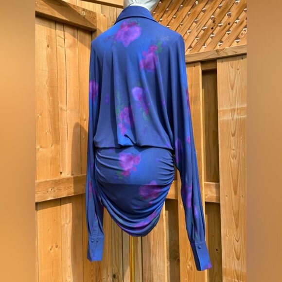 🆕 RAT & BOA 🧿 NWOT Volana Blue and Purple Floral Printed Cowl Neck Mini, Sz XS - Picture 7 of 16